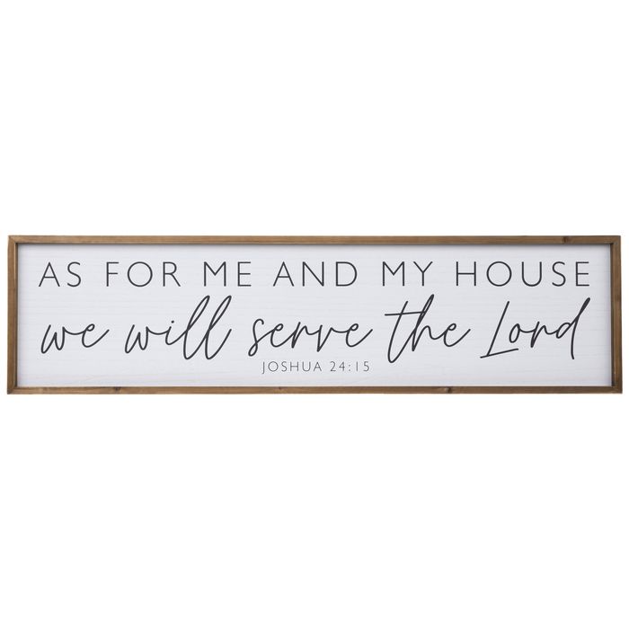 a wooden sign that says as for me and my house we will serve the lord