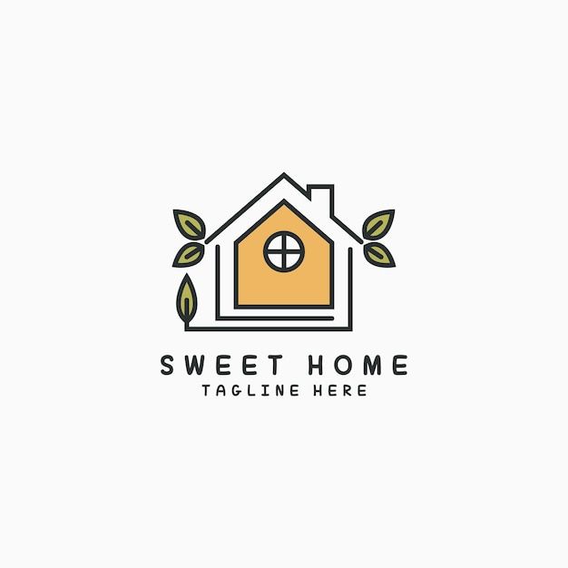 a house with leaves on the roof logo design for home decor and interiorating company