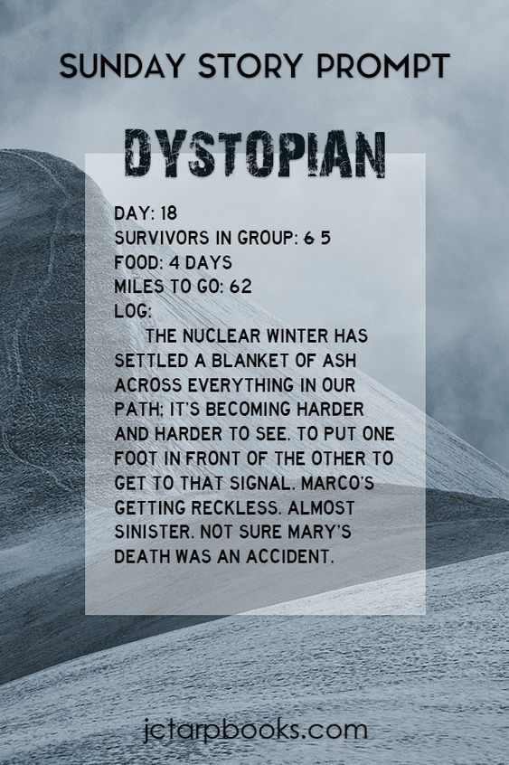 a poster with the words dystopian written in black and white on it