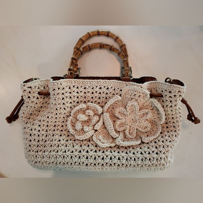 Fabulous, Versatile Purse By Patricia Nash ! Natural Crochet Accented With Brown Leather And Double Bamboo Handles. Comes With A Crossbody Leather Strap, Dust Bag, And Tags. Drawstring Style, Crossbody, And Bamboo Handles. Inside Are 2 Slip Pockets, A Zipper Pocket, Magnetic Closure, Soft Sueded Brown Interior. Satin Antiqued Metal Adornments. One Outside Soft Sueded Slip Pocket For Your Phone. New Condition, Roomy, Measures Approx 15" Across, 9" High, And Approx 5" Width. Boho Style, Vintage Ap White Crochet Tote Bag With Leather Handles, White Crochet Bag With Leather Handles For Travel, White Crochet Travel Bag With Leather Handles, White Crochet Bag With Leather Handles For Everyday, White Crochet Travel Bag With Handles, White Crochet Travel Bag, Everyday White Crochet Bag With Leather Handles, White Crochet Bag With Leather Handles For Daily Use, Cream Crochet Bag With Leather Handles