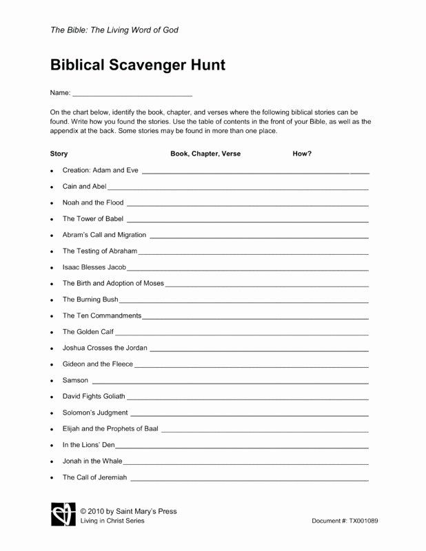 the biblical scavenger hunt is shown in this printable book, which contains information for