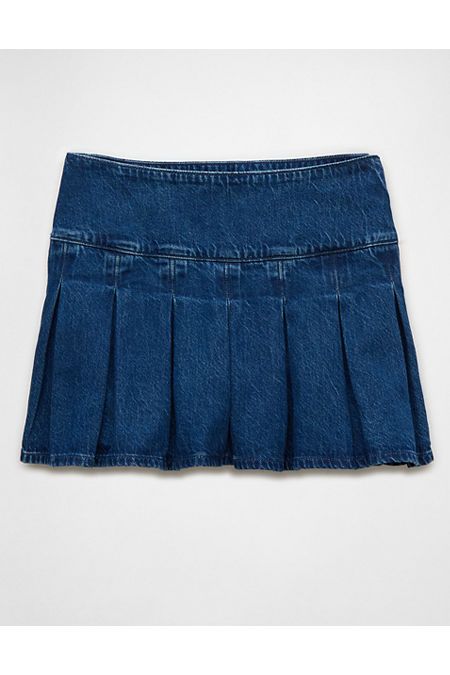 Lightweight cotton denim/Pleated skirt Pleated Denim Mini Skirt, Denim Pleated Skirt, Pleated Denim Skirt, Pleated Denim, Aerie Bras, Cool Stuff, Denim Mini, Denim Mini Skirt, Night Outfits