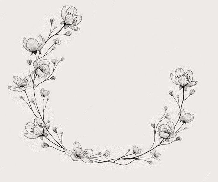 an artistic drawing of flowers arranged in the shape of a letter o on a white background