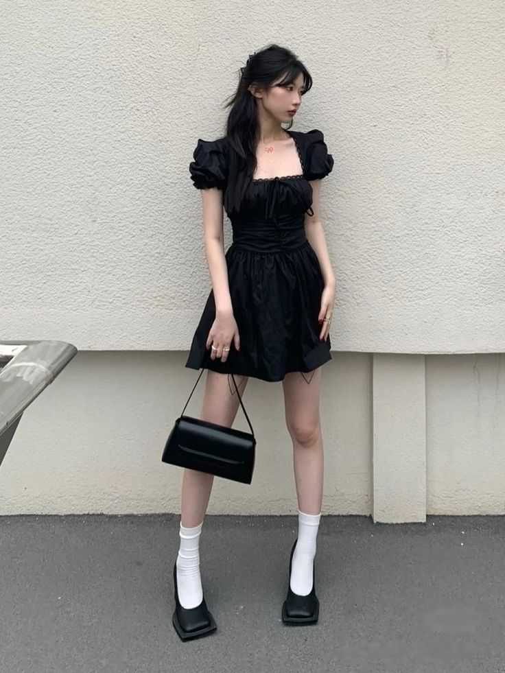 ⿻ black and white aesthetic ; outfit inspo ; dress ; feminine // 『𝑐𝑟𝑒𝑑𝑖𝑡𝑠 𝑙𝑖𝑛𝑘𝑒𝑑』 Black And White Aesthetic Outfit, White Aesthetic Outfit, Outfit Inspo Dress, Black Dress Aesthetic, White Dress Outfit, Dress Feminine, Aesthetic Dress, The Little Black Dress, Black Dress Outfits