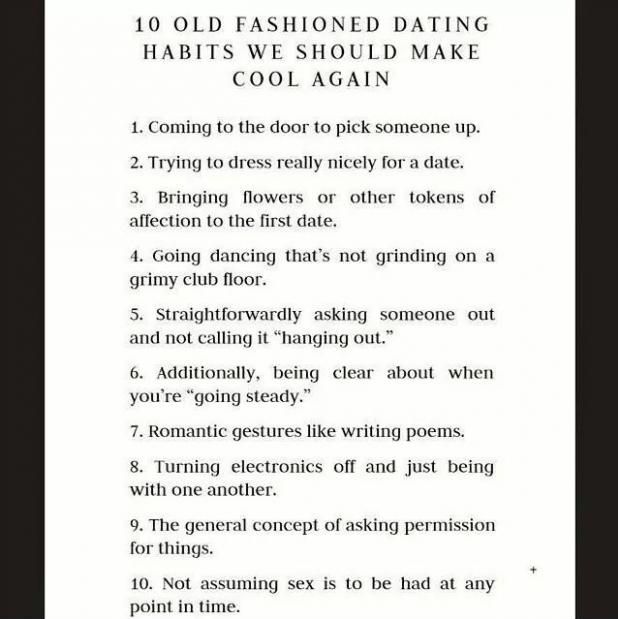 the rules for dating with an old man and woman are shown in this black and white photo