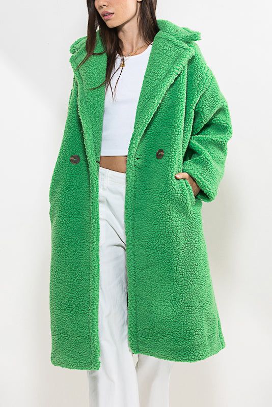 DetailsTeddy fleece collar longline coat in faux fur with an oversized and slouchy fitContent - 100% Polyester Size + FitModel wears size small Cute Hair Colors, Fluffy Coat, Teddy Fleece, Longline Coat, Teddy Coat, Blue Coats, Elegant Blouses, Oversized Coat, Fleece Coat