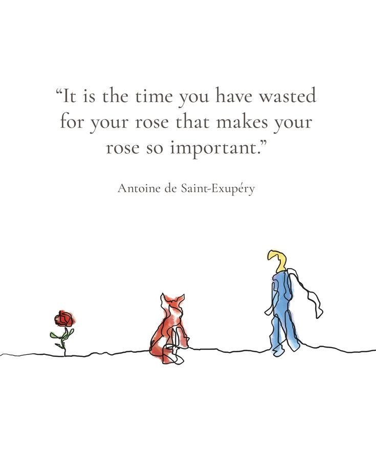 an image of a man and a fox with the quote it is the time you have wasted for your rose that makes your rose so important