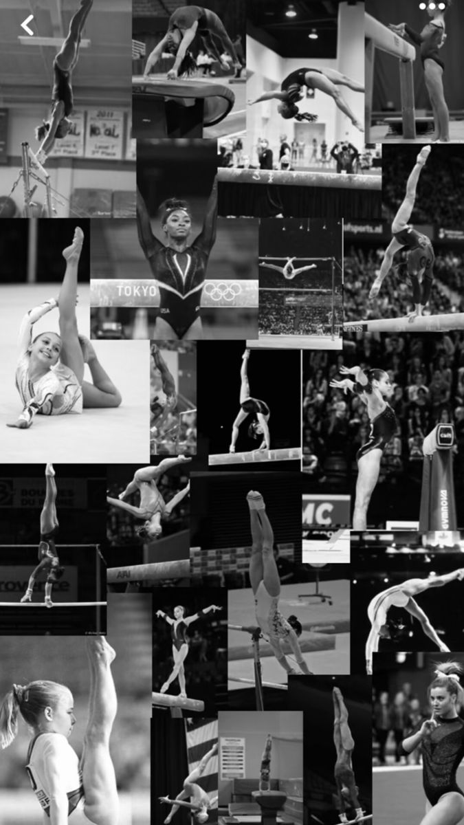 black and white pictures of women doing different things in the air with their hands up