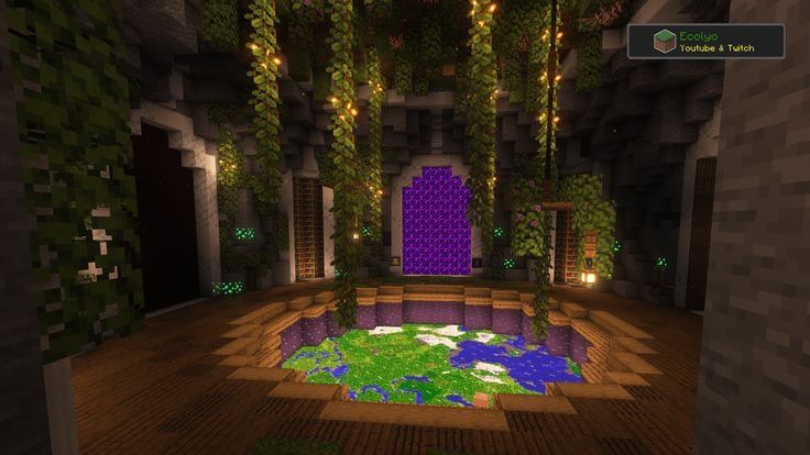 an image of a room with plants growing on the walls and floor in minecraft