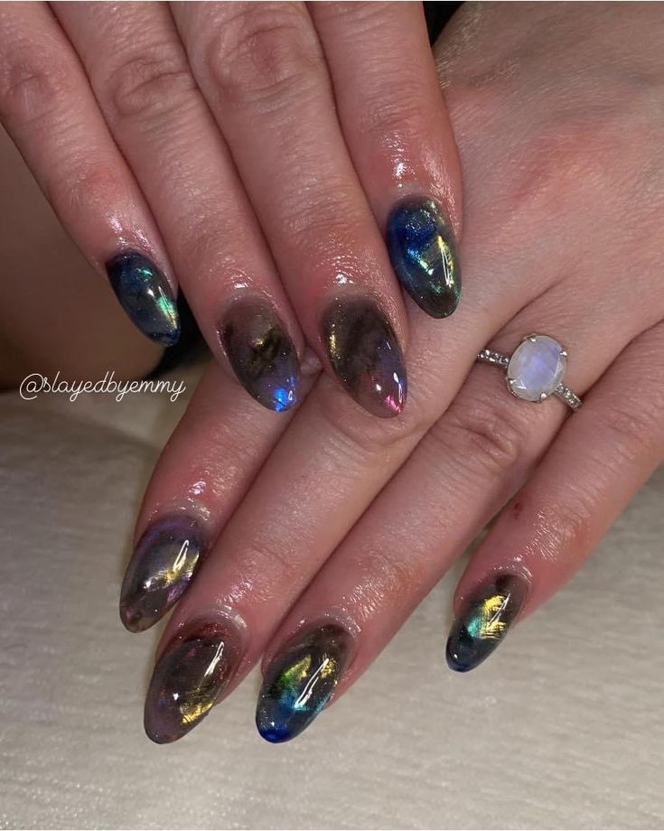 Crystal Nails, How To Do Nails, Cute Nails, Nail Inspo, Labradorite, Nails