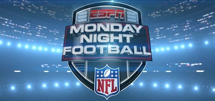 the logo for monday night football giveaway is displayed in front of an empty stadium