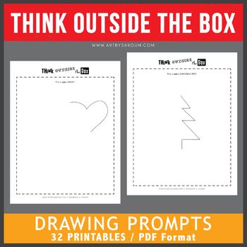 the think outside the box worksheet is shown with two pictures and one line drawing