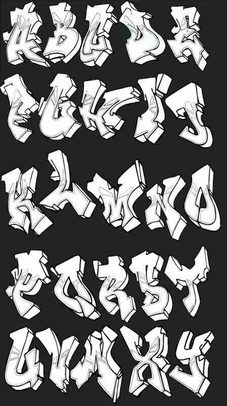 some type of graffiti font that is white and has black letters on the bottom half