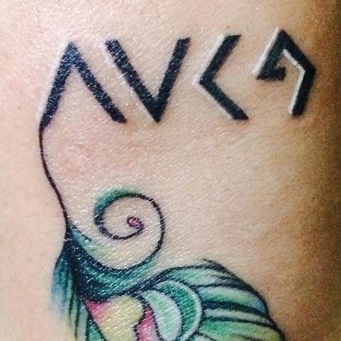 a close up of a person's arm with a tattoo on it that says avk