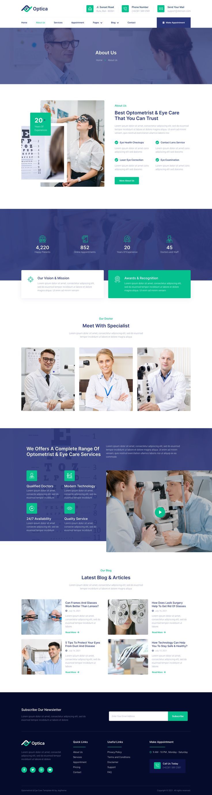 Optometrist & Eye Care Elementor website template Medical Website, Create A Website, Infographic Design Inspiration, Wordpress Design, Single Line, Professional Design, Website Themes, Website Inspiration, Web Template