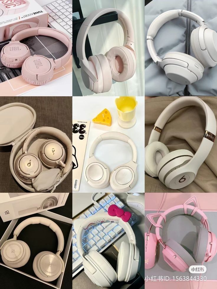 there are many different types of headphones in this collage