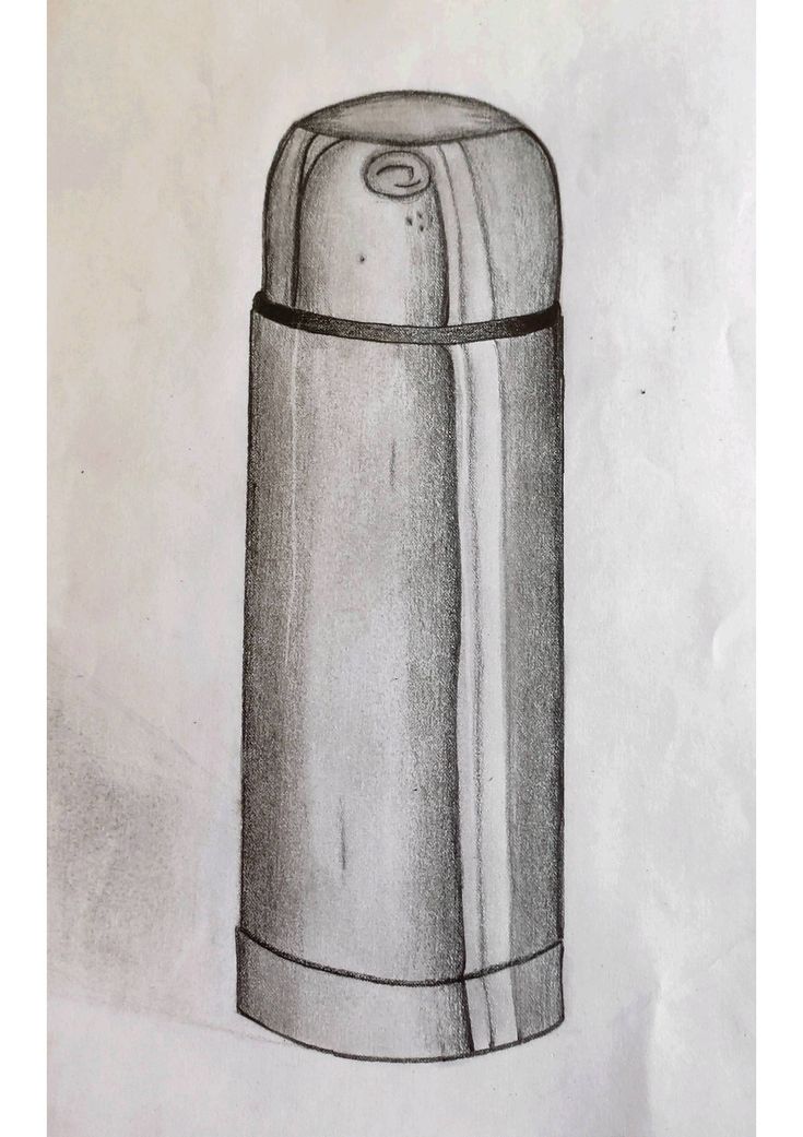 a pencil drawing of a metal can