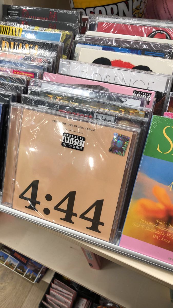 there are many cd's on display in the store for $ 4 44 each