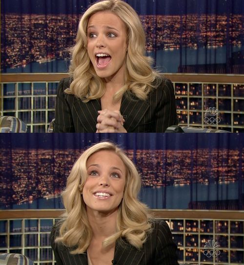 an image of a woman on the tonight show making funny faces with her mouth wide open