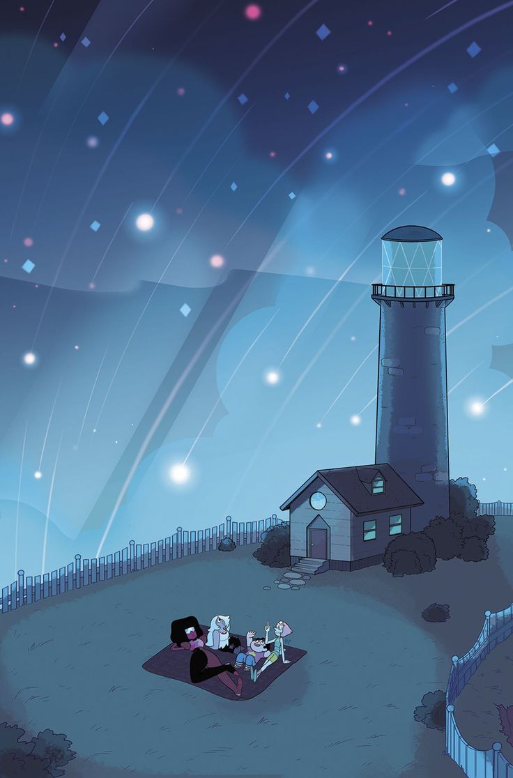 an image of a cartoon character in front of a lighthouse with the words stenext universe on it