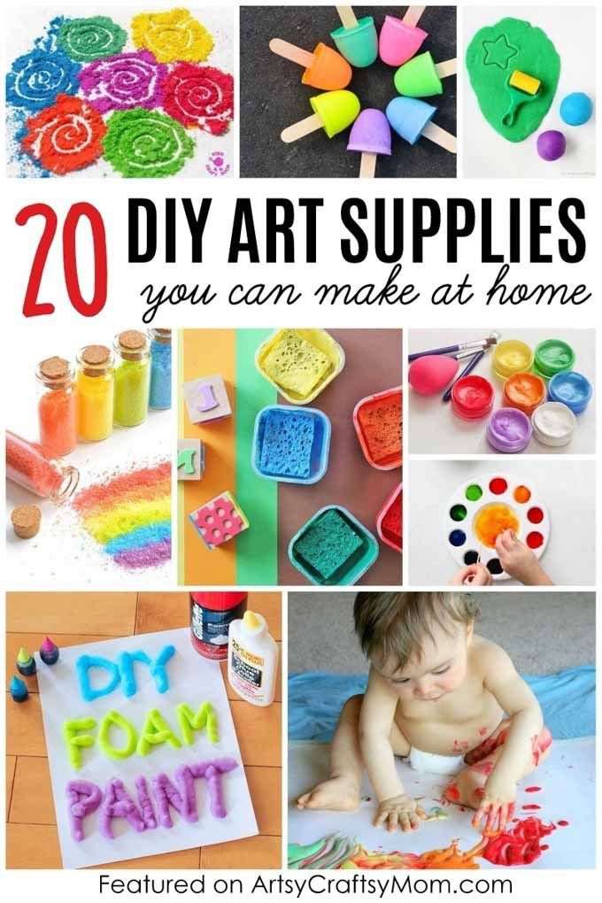 20 diy art supplies you can make at home for kids to use in crafts