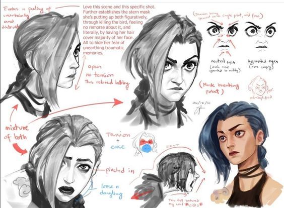 an image of various facial expressions and hair styles for the character's avatars