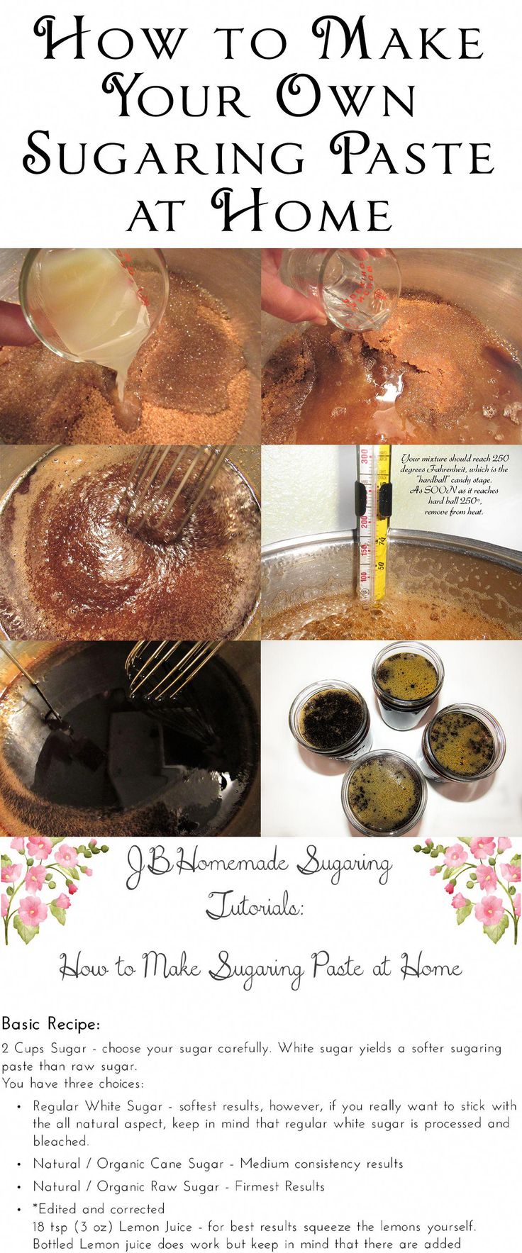 JBHomemade Sugaring Tutorials: How to Make Sugaring Paste at Home Sugar Wax Recipe Diy, Natural Hair Removal Remedies, Sugar Wax Recipe, Wax Recipe, Sugaring Paste, Flat Tummy Tips, Sugaring Hair Removal, Homemade Skincare, Underarm Hair Removal