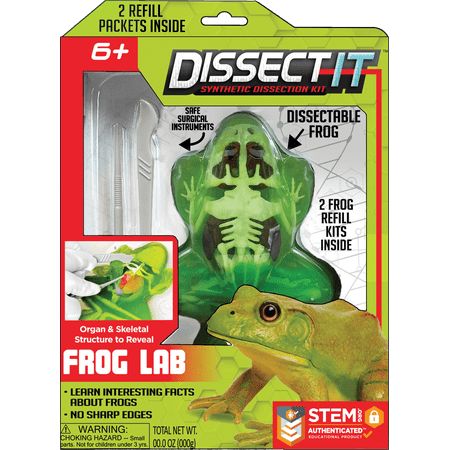 the frog lab dissection kit includes an insect, lizard and toad in it's packaging