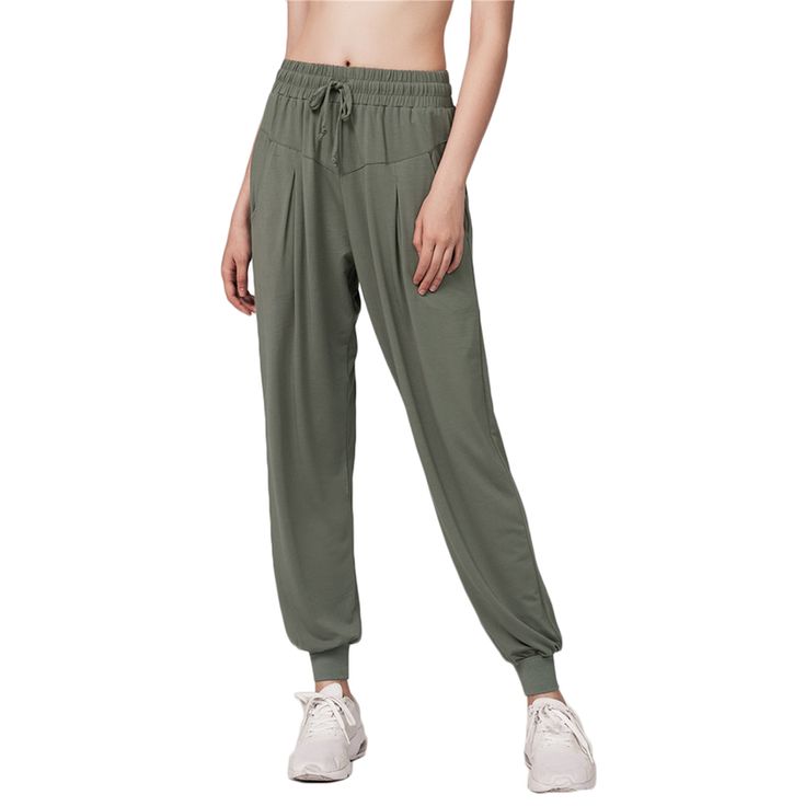 Army Green Drawstring Casual Sports Pants Sports Trousers With Drawstring, Drawstring Sweatpants For Sports, Athleisure Yoga Pants With Drawstring, Sports Sweatpants With Drawstring, Stretch Sports Pants With Drawstring, Stretch Gym Pants With Drawstring, Solid Color Drawstring Jogging Pants, Sporty Drawstring Trousers, Solid Color Activewear With Drawstring Long Pants