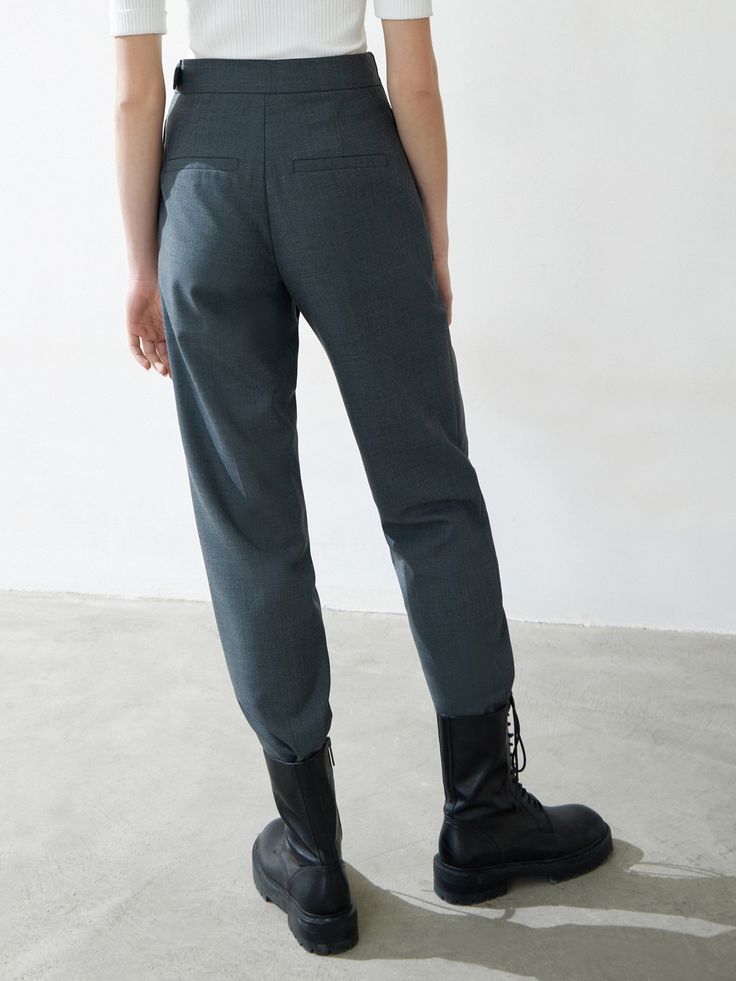 MO&Co. Women's Wool Blend Irregular Wrap Pants Features : - High waist- Small tapered pants- Double side pocket designCode: MBB1PAT032The length of size M is 95cmWhite: Model is 175cm tall and wearing a size M MATERIALS & CARE : Material: 56.1% Polyester 43.9% WoolDo not wash, do not bleach Hang to dry, do not tumble dry Iron at low temperatures, professional dry cleaning Do not expose to the sunTips: Wrap metal parts before dry cleaningPlease select your own size in the size chart according to Fall Tapered Pants With Welt Pockets, Fall Pants With Welt Pockets And Tapered Leg, Fall Tapered Leg Pants With Welt Pockets, Tapered Leg Pants With Welt Pockets For Fall, Baggy Ankle-length Dress Pants For Work, Fall Bottoms With Tapered Leg And Hip Pockets, Fall Bottoms With Hip Pockets And Tapered Leg, Modern Winter Bottoms With Pockets, Winter Workwear Bottoms With Hip Pockets