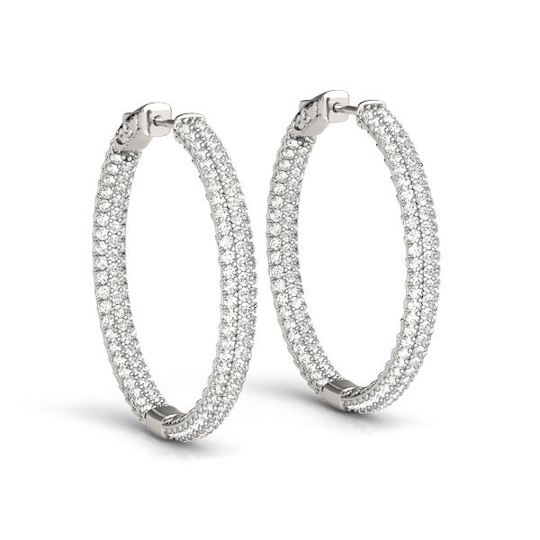 White Gold Pavé Inside Out Diamond Hoop Earrings (2.67 ctw) Diamond Hoops Earrings, Lock Style, Earring Collection, Diamond Anniversary Rings, Jewelry Wedding Rings, Snap Back, Fine Jewelry Bracelets, Diamond Hoop Earrings, Classic Jewelry