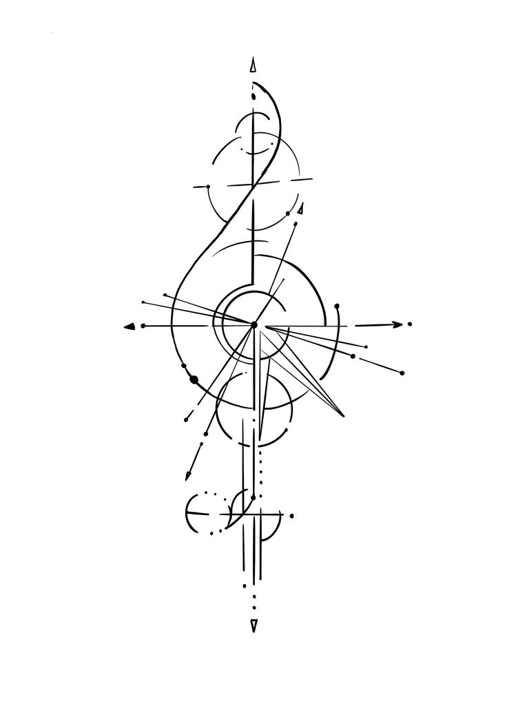 a black and white drawing of a cross with lines coming out of the center, on a white background