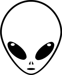 an alien head is shown in black and white