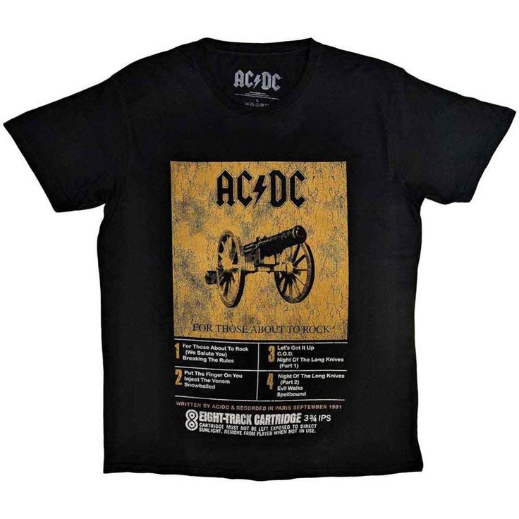 AC/DC 8 Track Unisex T-Shirt Cotton T-shirt With Sublimation Print For Fans, Cotton Band Merch T-shirt For Fans, Cotton T-shirt For Band Merchandise, Tri-blend Band Merch T-shirt For Fans, Pop Culture Cotton T-shirt With Front Print, Fan Apparel Cotton T-shirt With Graphic Print, Tri-blend Graphic Print T-shirt For Fans, Cotton Fan Apparel T-shirt With Front Print, Tri-blend Graphic Tee For Fan Merchandise