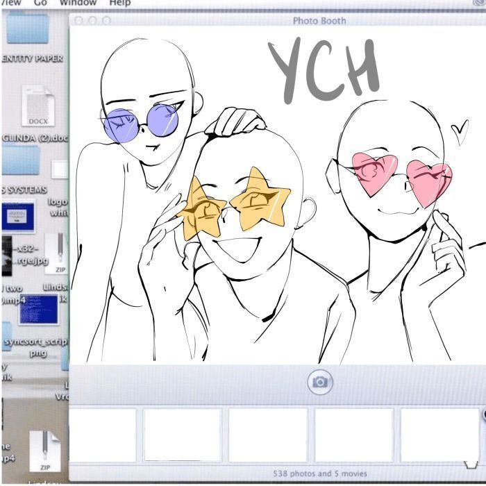 an image of three people with sunglasses on their faces and the word vch written in front of them