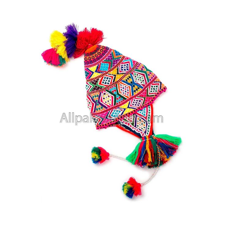 "This colorful Chullo is a handmade hat made by indigenous from the Andes in Pisac Cusco - PERU, woven in multicolored wool yarn, with ear flaps and decorated with beads all around, which are sewn one by one. This particular one has a design of the \"Andean Llama\",South American camelid from the Andean cultures. If laid flat, the Chullo alone is approximately 12\" long x 10.5\" wide. Including the pompoms on the bottom and all of the top, it measures from end to end 32\" approximately The CHULL Bohemian Knitted Alpaca Hat, Bohemian Multicolor Woven Crochet Hat, Festival Multicolor Beaded Hats, Multicolor Alpaca Bohemian Hats, Multicolor Hand-knitted Crochet Hat For Festivals, Multicolor Hand-knitted Bohemian Crochet Hat, Handmade Traditional Crochet Cap, Traditional Handmade Crochet Cap Hat, Traditional Handmade Crochet Cap