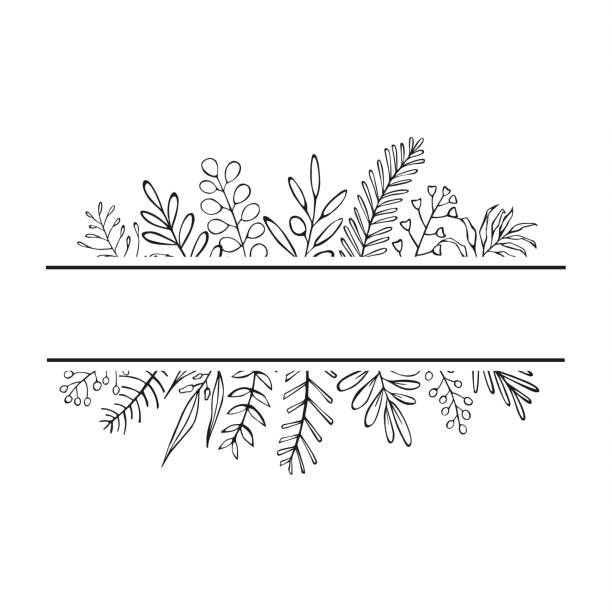 a black and white line drawing of leaves