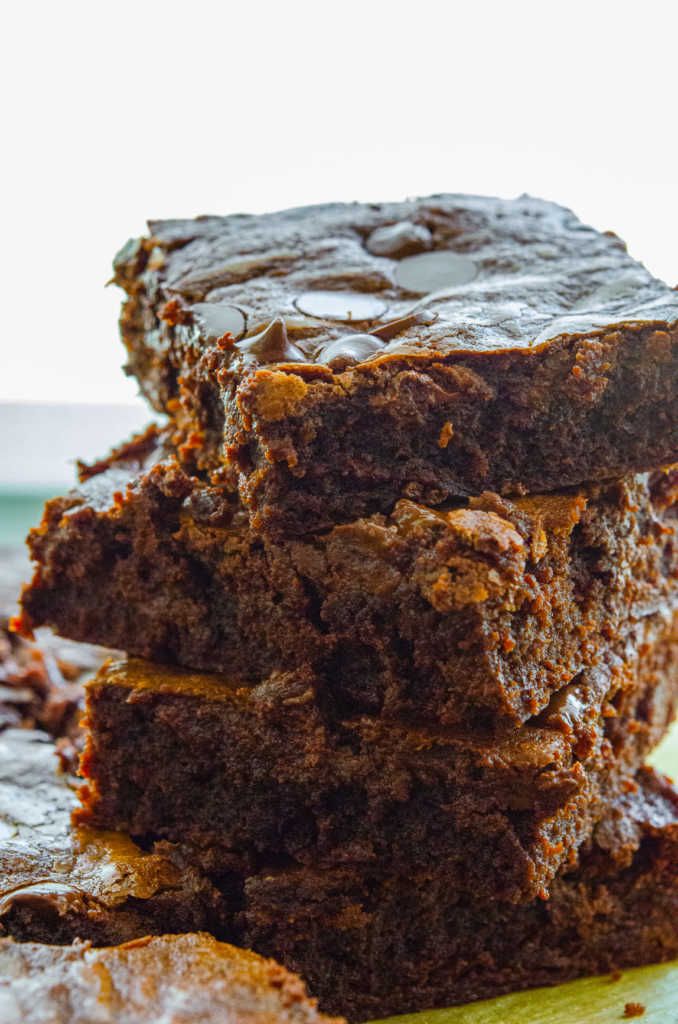 three brownies stacked on top of each other