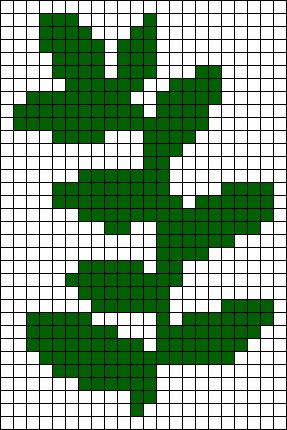 a cross stitch pattern with a green plant on the bottom and white squares in the middle