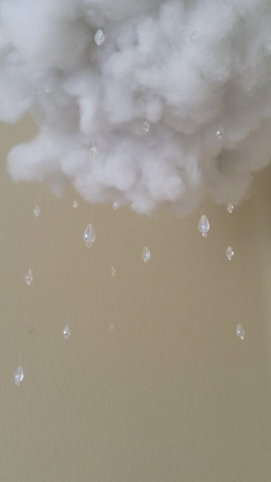 a white cloud is floating in the air with raindrops on it's side