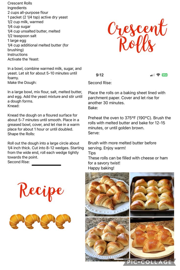 the recipe for croissant rolls is shown