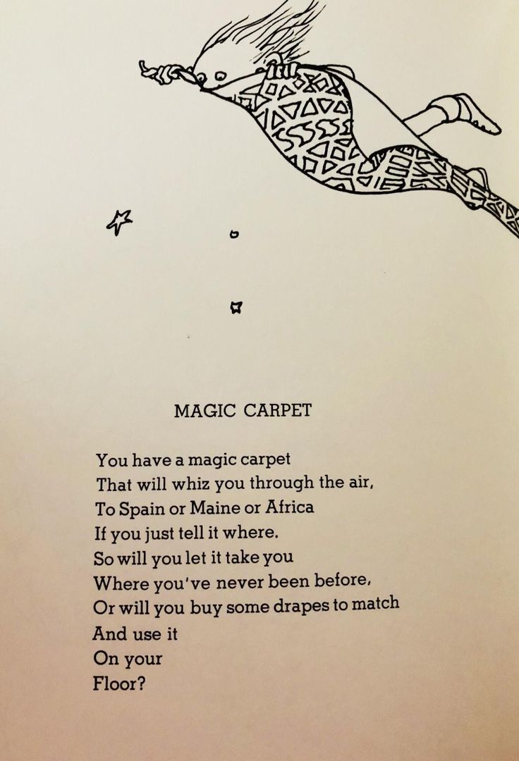 an open book with a drawing of a bird on it's back and the words magic carpet written in black ink