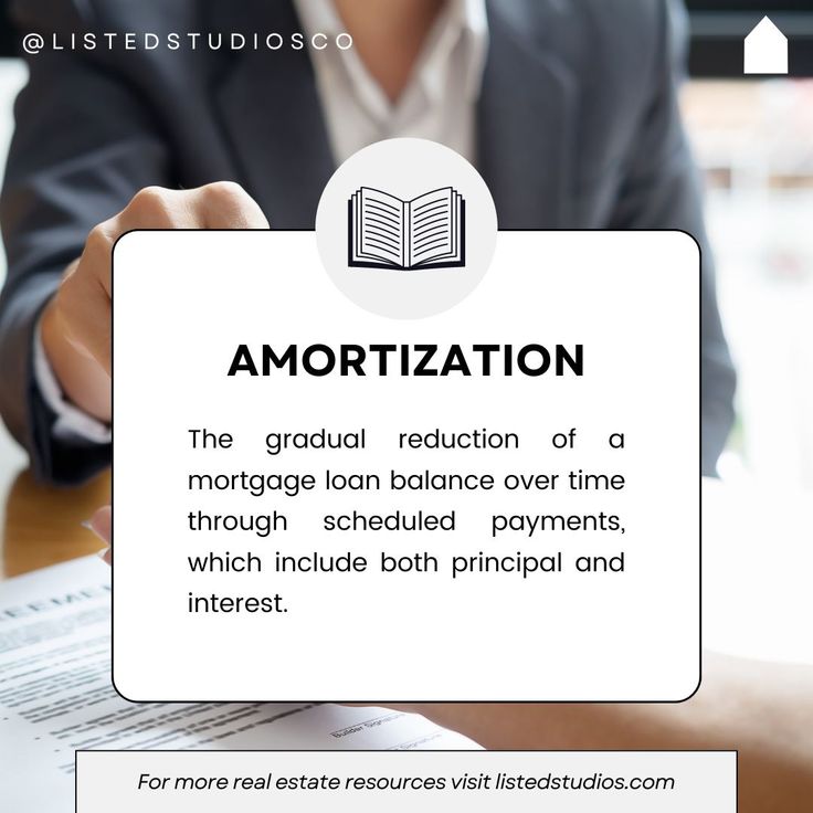 a person holding up a sign that says amortization the gradual reduction of a mortgage loan balance over time through scheduled payments, which include both principals and interest