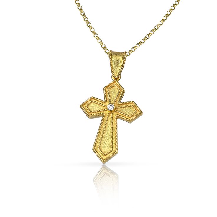 "The beauty of Byzantine style jewelry, completely handcrafted in Greece with the old-fashioned way, is omnipresent. An outstanding solid yellow gold cross with Byzantine design decorated with genuine gemstones, remains a classic and elegant choice for everyone. Bold and traditional, you will not take your eyes over your finger. Neither will your friends! High Quality Handmade Greek jewelry! ✔ High quality product. ✔ In a gift box ✔ Ready to Ship in 5-10 Business Days ✔ Made to Order ✔ Diamond C Classic Gold Jewelry With Historical Design, Elegant Cross Pendant Jewelry For Baptism, Elegant Yellow Gold Baptism Jewelry, Classic Cross Pendant Jewelry For First Communion, Classic Yellow Gold Jewelry For First Communion, Classic Crucifix Jewelry For First Communion, Classic White Gold Jewelry For Baptism, Classic Cross Jewelry For Baptism, Classic 14k Gold Jewelry For Baptism