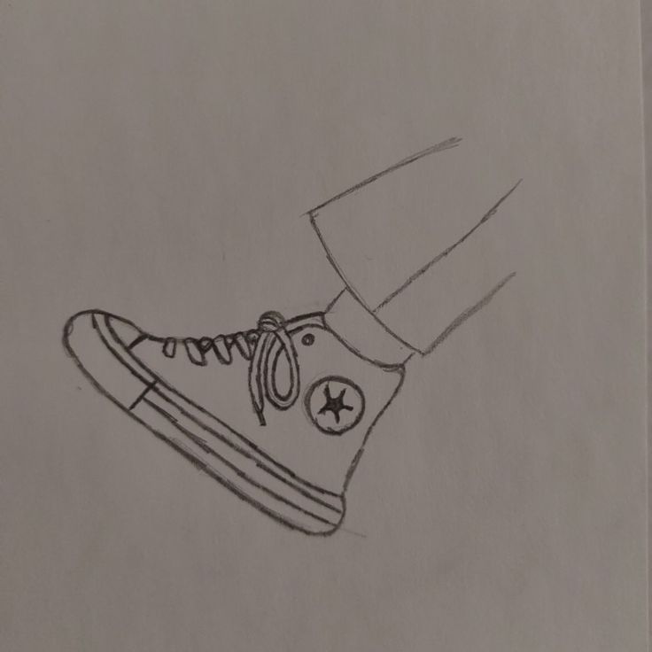 a drawing of a sneaker shoe with the word converse written on it