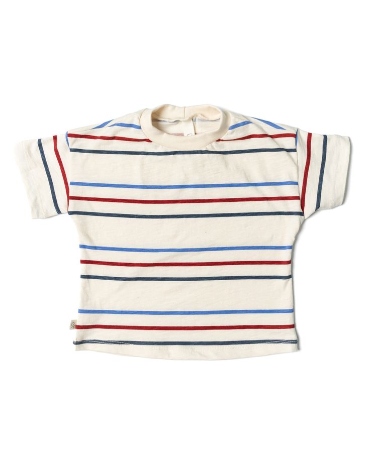 boxy tee - americana stripe Summer Short Sleeve T-shirt With Striped Hem, Casual Short Sleeve Tops With Signature Stripes, White Short Sleeve Tops With Signature Stripes, Blue Tops With Signature Stripes For Summer, Short Sleeve Tops With Signature Stripes For Spring, Spring Short Sleeve Tops With Signature Stripes, Everyday Striped Cotton Tops, Casual Cotton Tops With Vertical Stripes, Summer Short Sleeve T-shirt With Signature Stripes