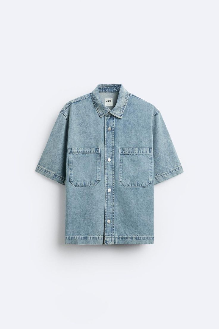 BOXY FIT DENIM SHIRT - Blue | ZARA United States Boxy Fit Shirt, Fitted Denim Shirt, Staple Dress, Shirt Blouses Tops, Cardigan Sweater Jacket, Blazer Vest, Collared Shirt, T Shirt Vest, Shirt Skirt