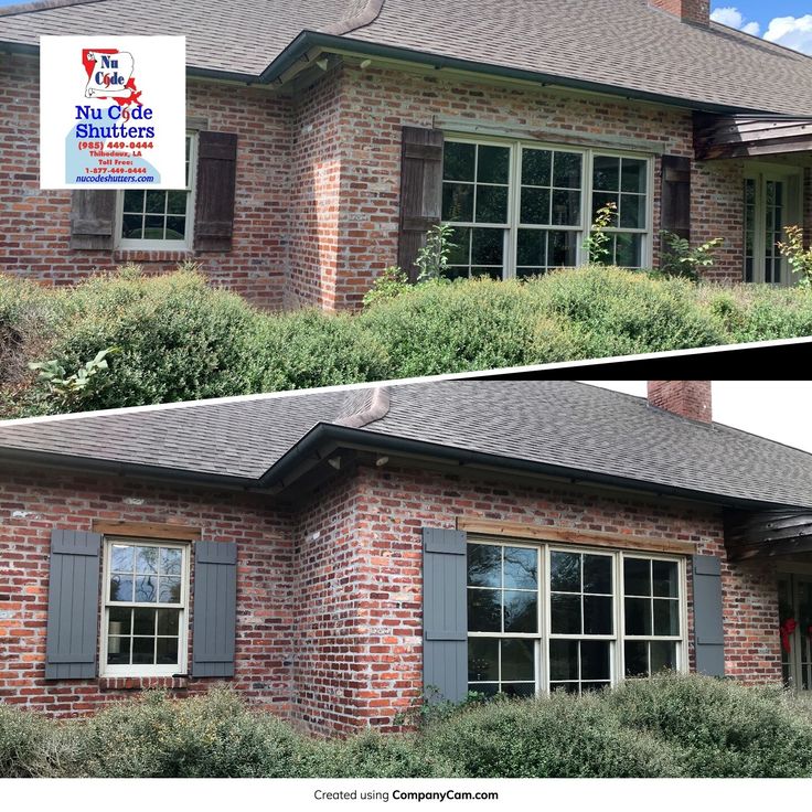 before and after shots of a brick house