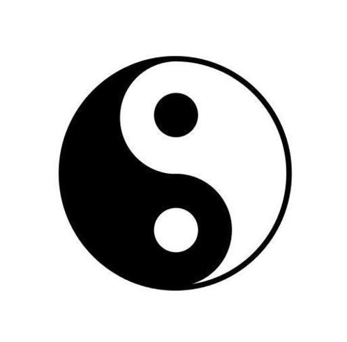 a black and white yin symbol on a white background