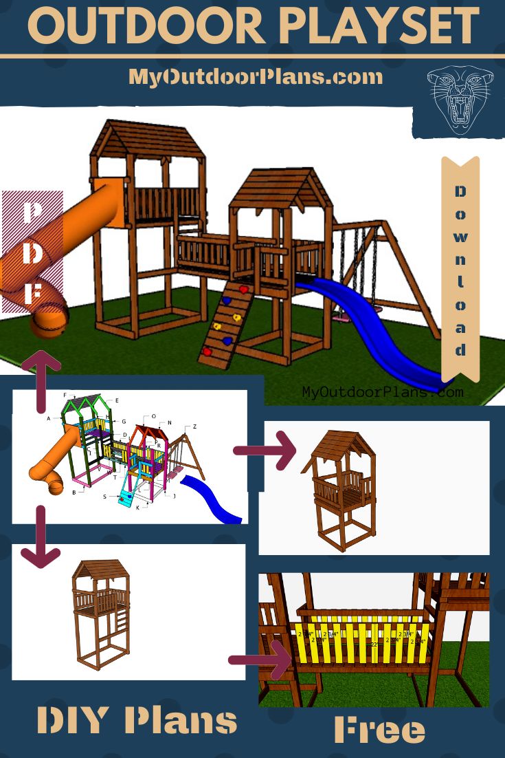 an outdoor play set is shown with instructions for how to build it and where to put the